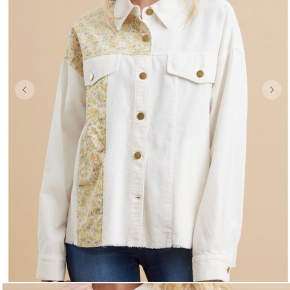 067. Womens Colorblock Flower Button-Up Jacket - Picture 3 of 3